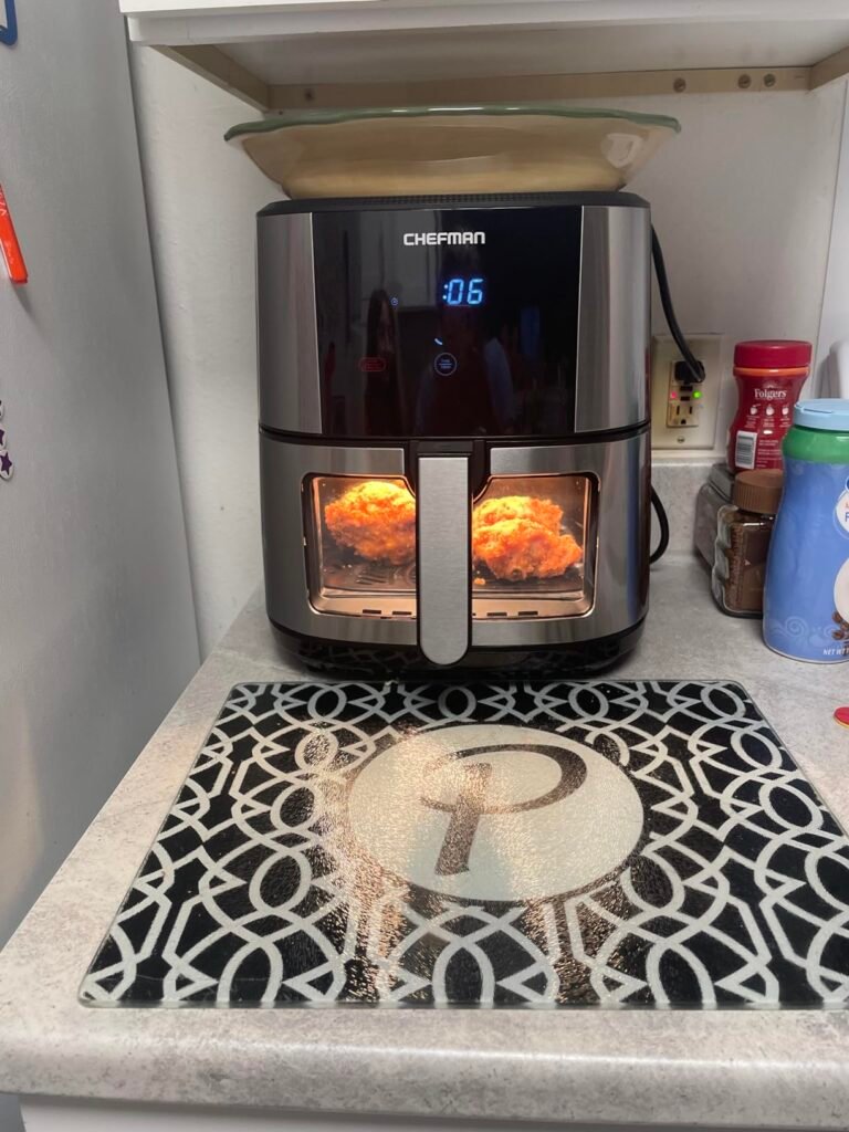 Chefman Air Fryer 8 Qt | TurboFry® 4-in-1 with 450°F Hi-Fry Option for Crispier Results | Bake, Dehydrate, Frozen | XL Nonstick Dishwasher-Safe Basket | Stainless Steel