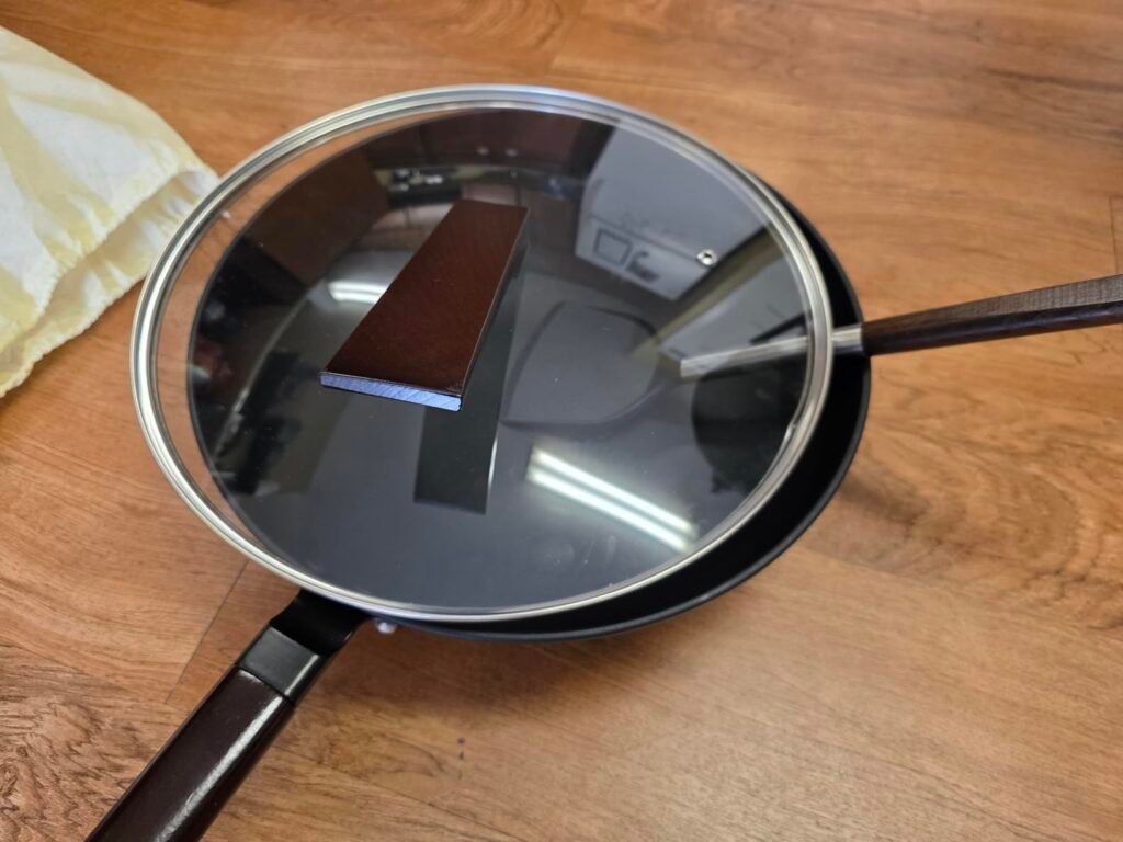 Carbon Steel Wok - Including Glass Cover and Silicone Spatula, 13-Inch Woks & Stir-Fry Pans for Induction, Electric, Gas Stoves